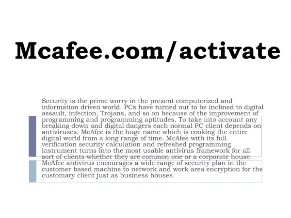 McAfee.com/Activate - McAfee Antivirus Product Online