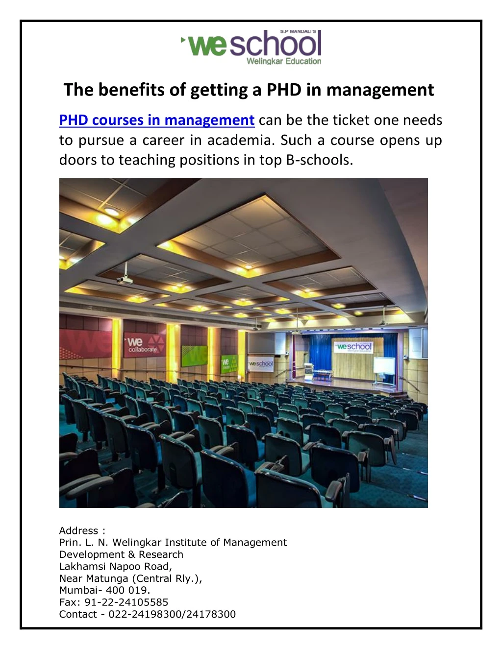 the benefits of getting a phd in management