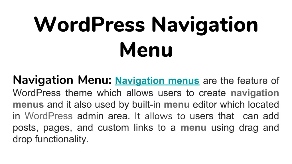 wordpress navigation menu