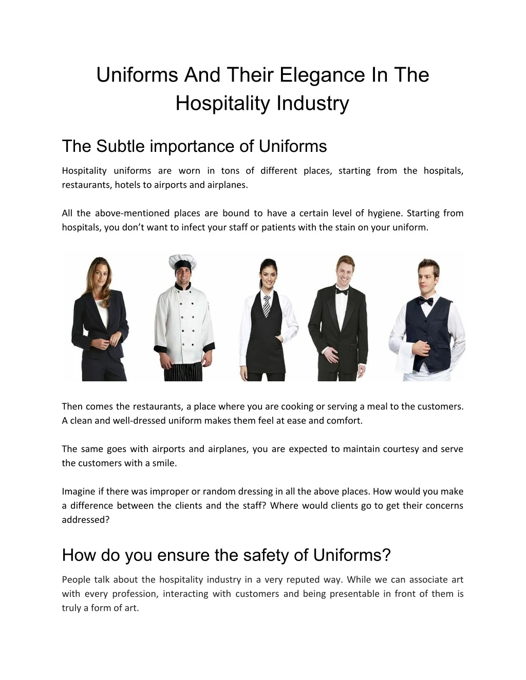 uniforms and their elegance in the hospitality