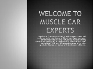 Welcome To Muscle Car Experts - slide 1
