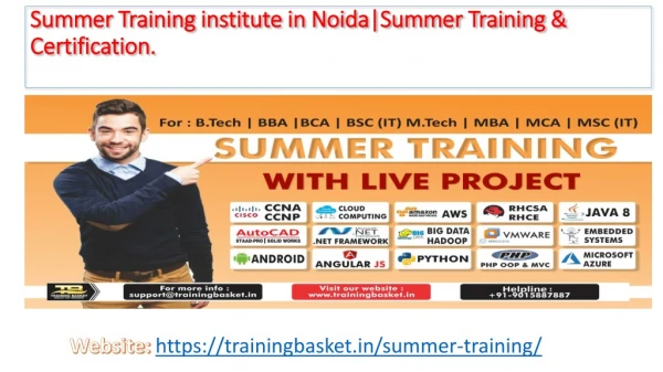 Live Project Based Summer Training In Noida | Best Summer Training institute