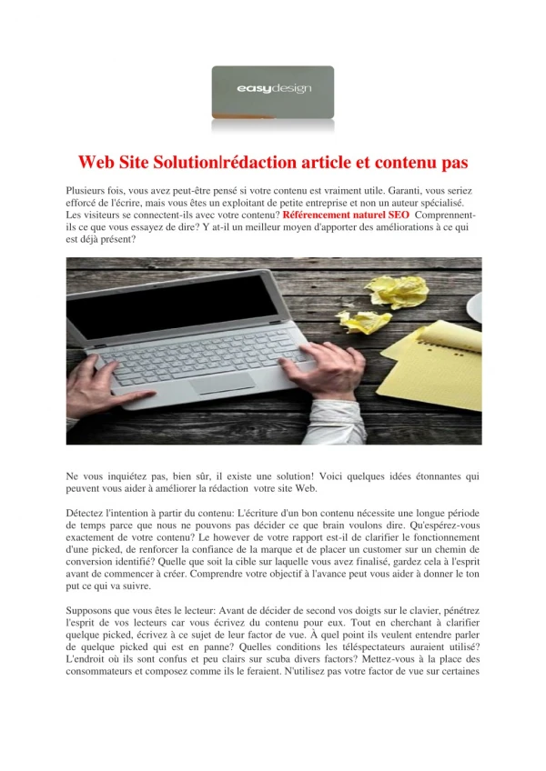 web site solution r daction article et contenu pas