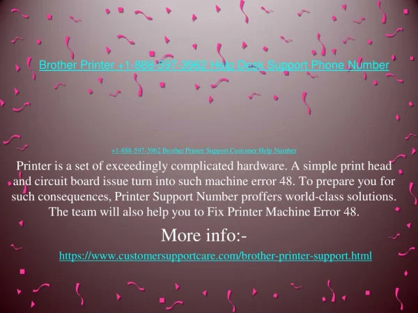 Brother Printer 1-888-597-3962 Help Desk Support Phone Number