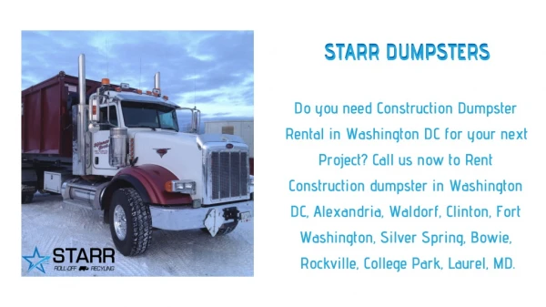 Dumpster Rental Washington DC - Starr Dumpsters