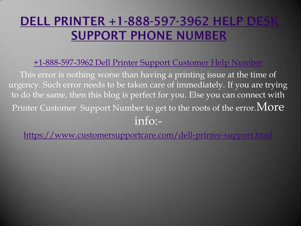 1 888 597 3962 dell printer support customer help