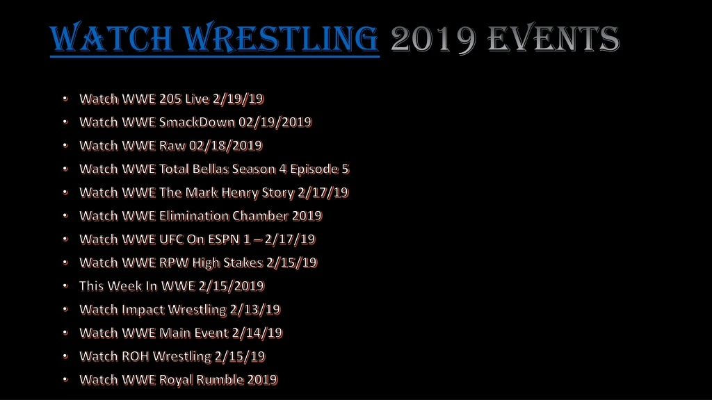 watch wrestling 2019 events