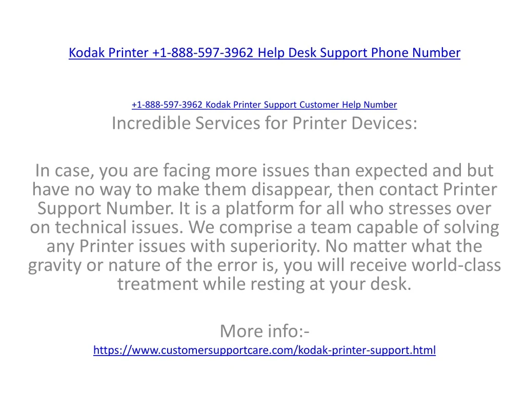 kodak printer 1 888 597 3962 help desk support