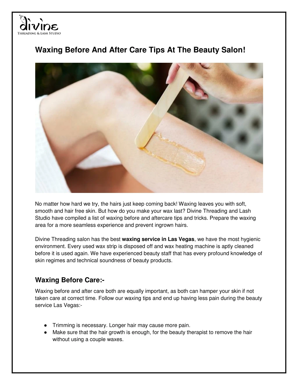 waxing before and after care tips at the beauty