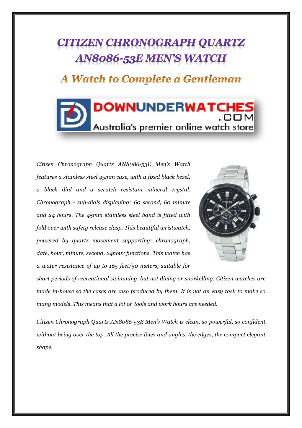 citizen chronograph quartz an8086 53e men s watch