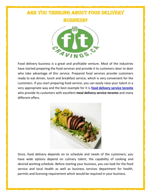 Are You Thinking About Food Delivery Business