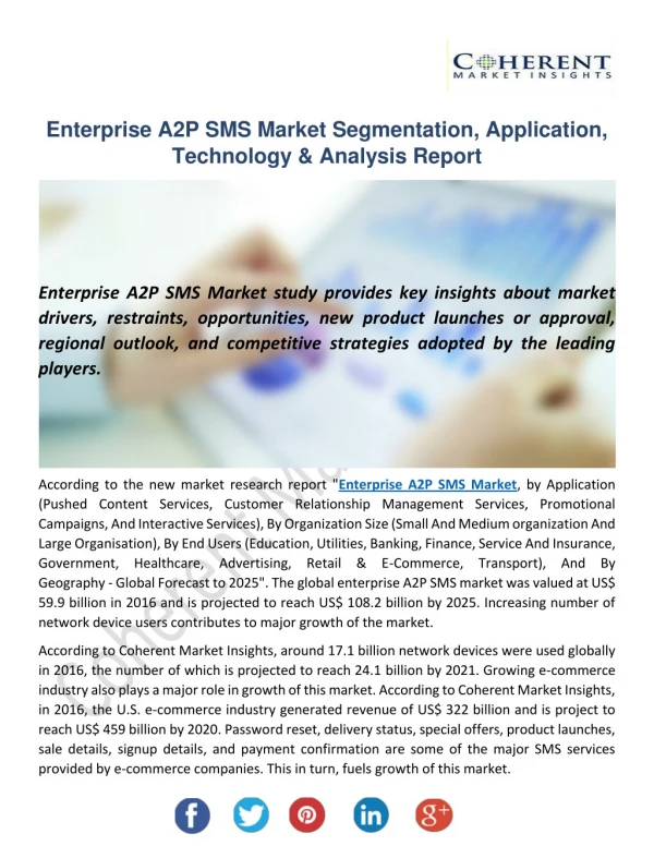 Enterprise A2P SMS Market is Expected to Gain Popularity Across the Globe by 2026