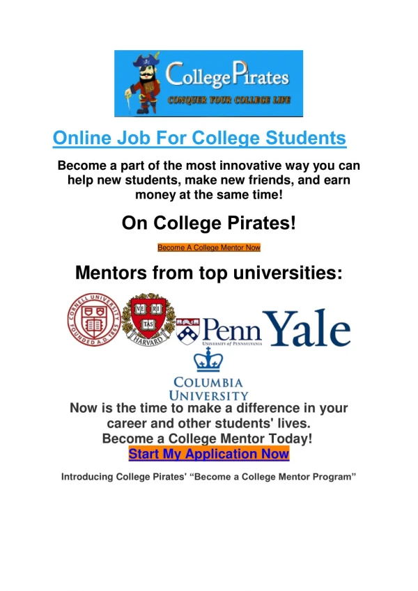 Online jobs for college students | Collegepirates