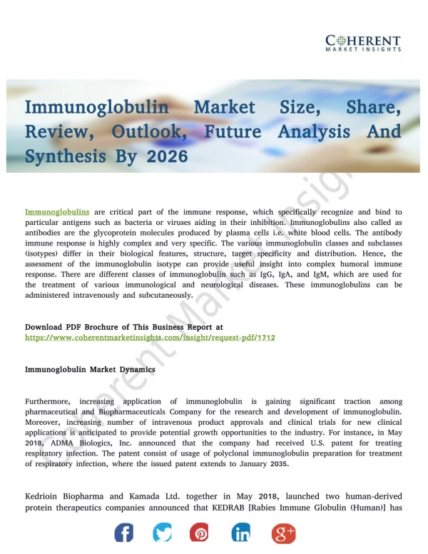 Immunoglobulin Market Size Will Escalate Rapidly in the Near Future