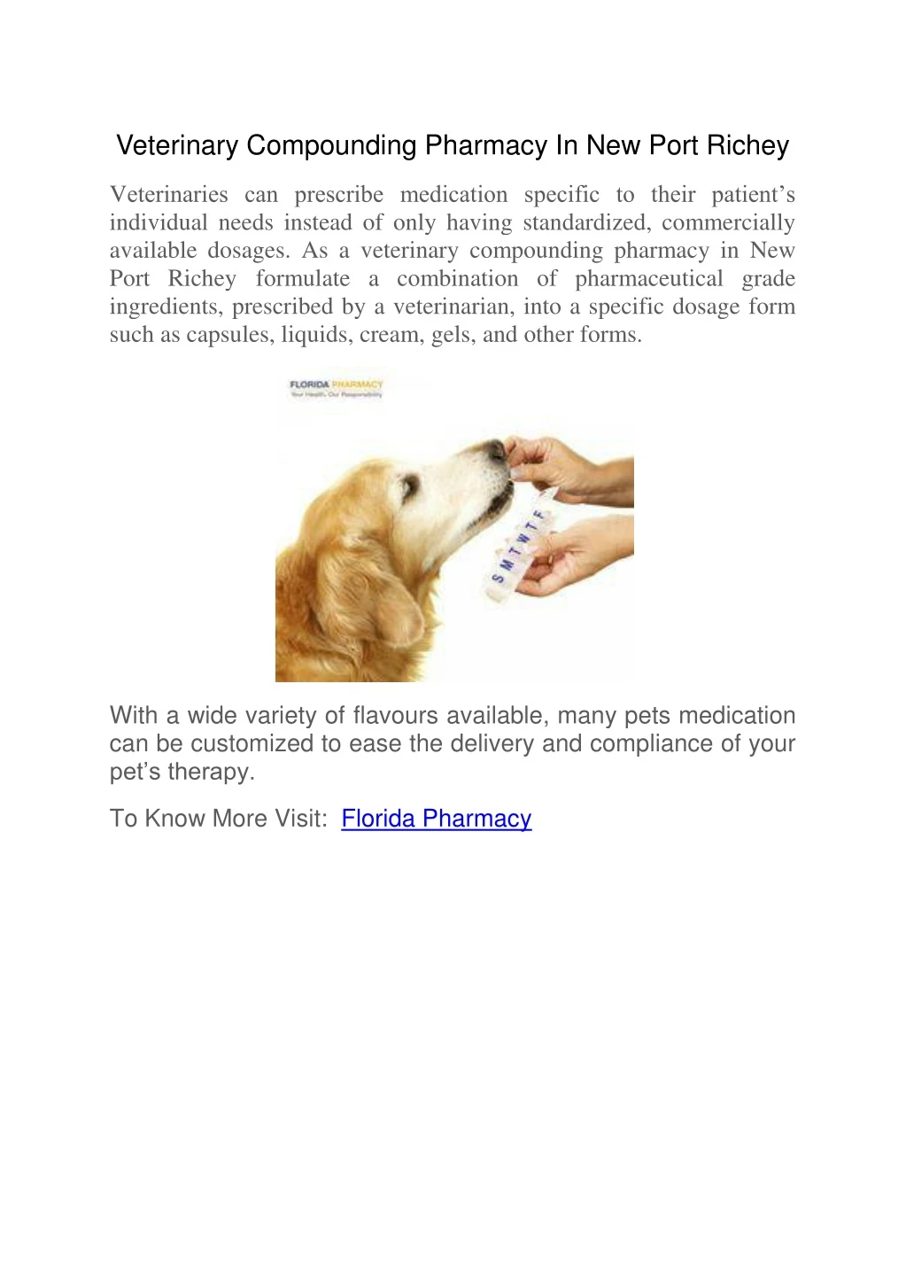 veterinary compounding pharmacy in new port richey