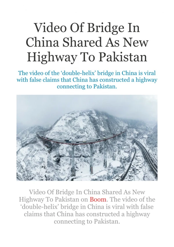 Video of Bridge in China Shared as New Highway to Pakistan