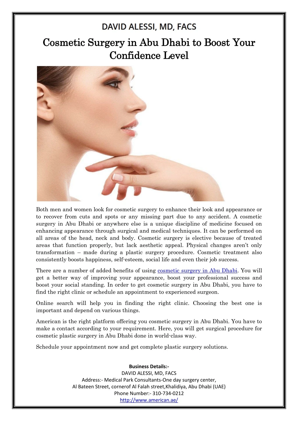 cosmetic surgery in abu dhabi to boost your