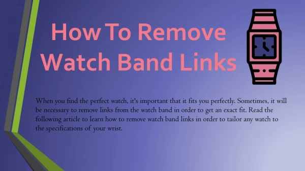 How to Remove Watch Band Links