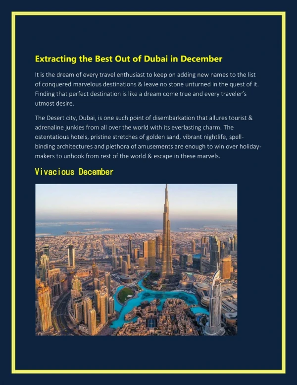 Extracting the Best Out of Dubai in December