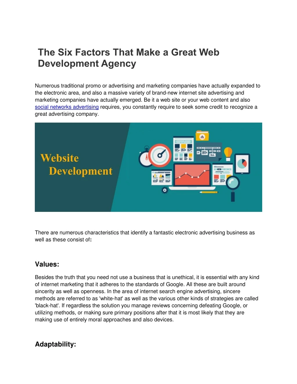the six factors that make a great web development