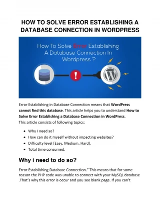 Call 800-556-3577 FIXED Error Establishing a Database Connection WordPress