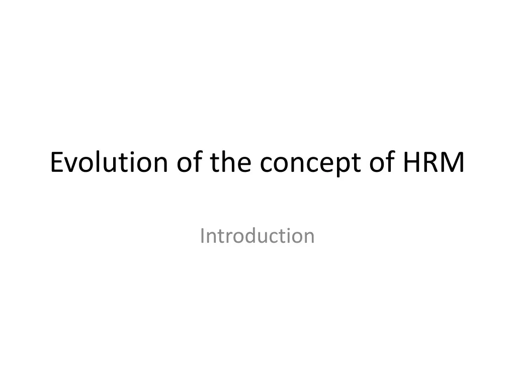 evolution of the concept of hrm