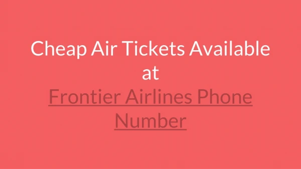 cheap air tickets available at frontier airlines phone number