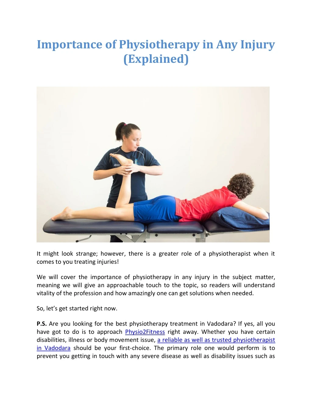 importance of physiotherapy in any injury
