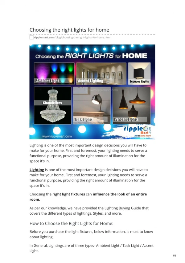 Choosing the right lights for home