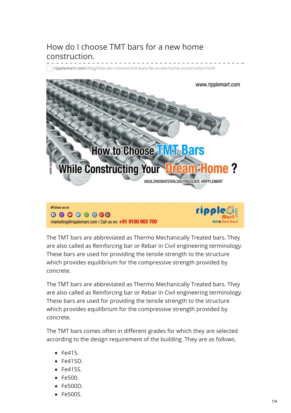 how do i choose tmt bars for a new home