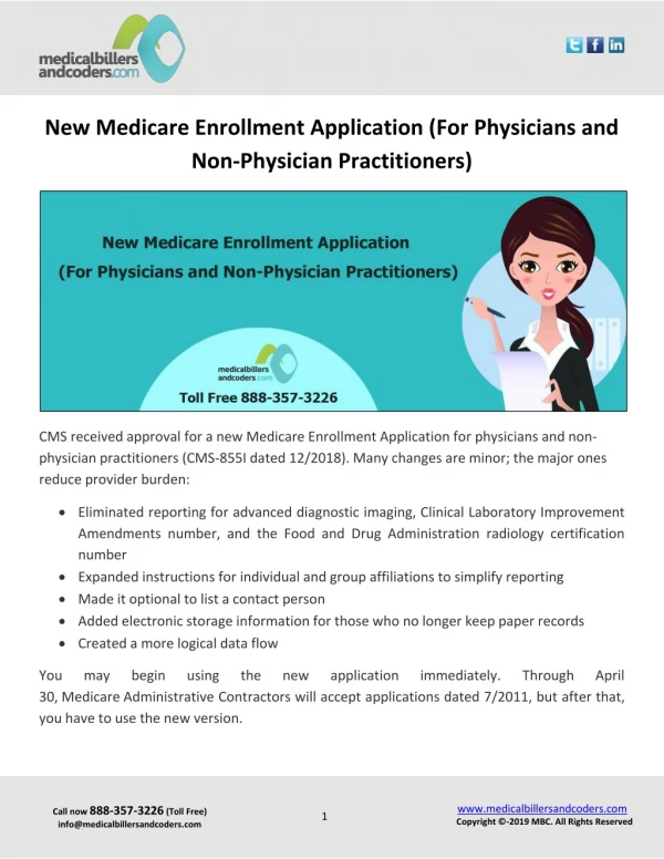 New Medicare Enrollment Application (For Physicians and Non-Physician Practitioners)