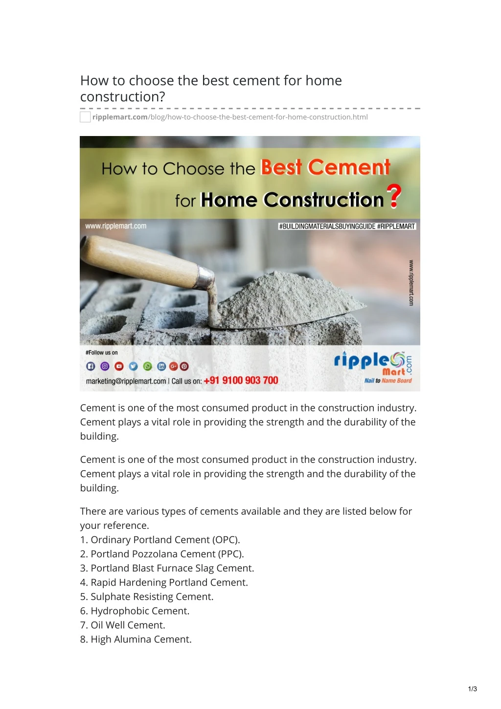 how to choose the best cement for home