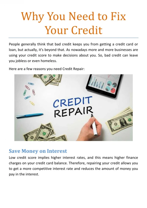 Why You Need to Fix Your Credit