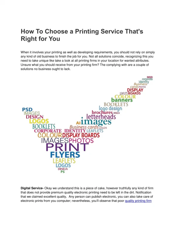 How To Choose a Printing Service That's Right for You