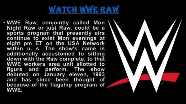 Watch WWE Raw Online