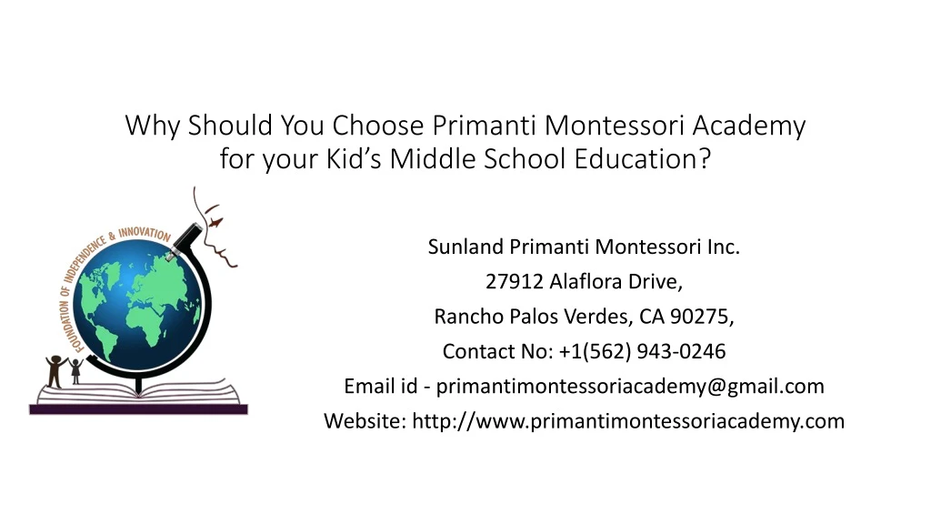why should you choose primanti montessori academy