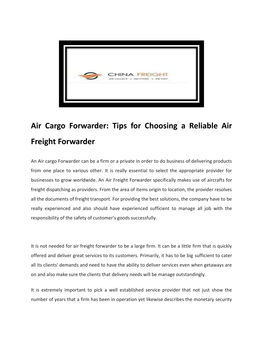 air cargo forwarder tips for choosing a reliable