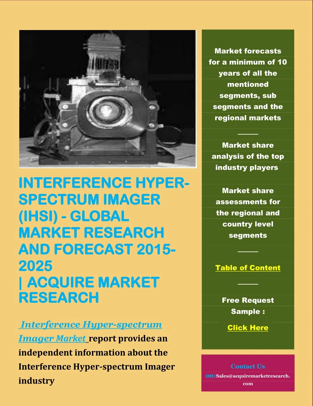 market forecasts for a minimum of 10 years