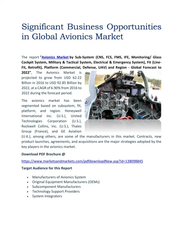 Significant Business Opportunities in Global Avionics Market