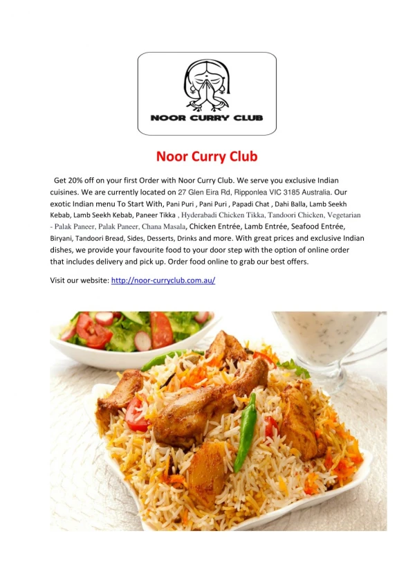 Noor Curry Club-Ripponlea - Order Food Online