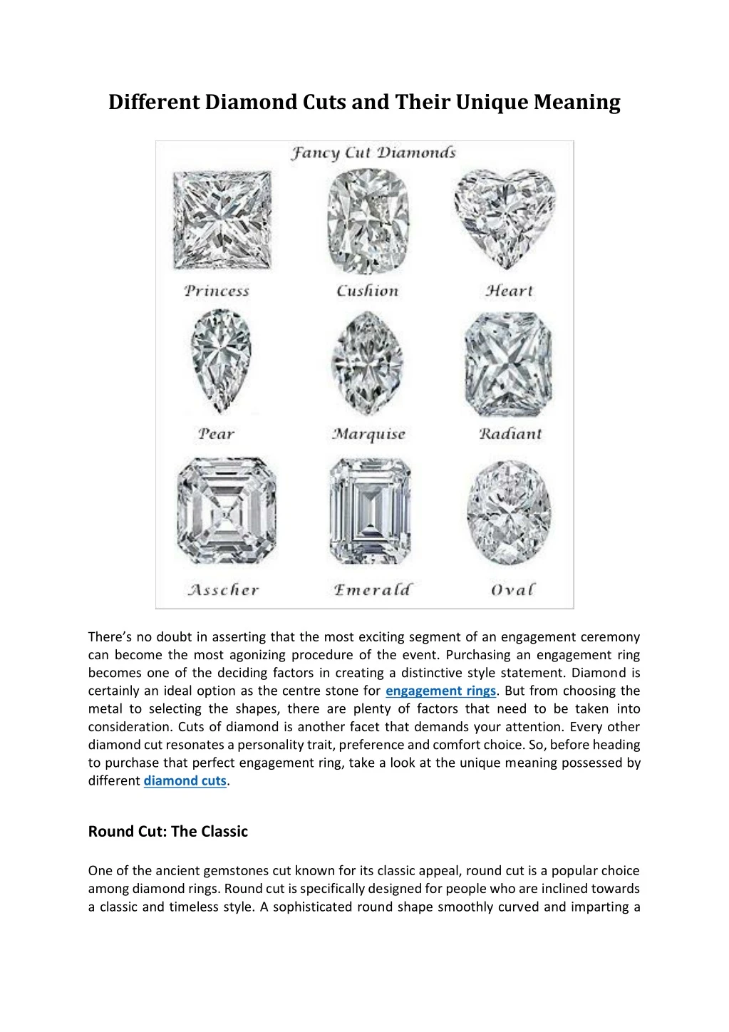 different diamond cuts and their unique meaning