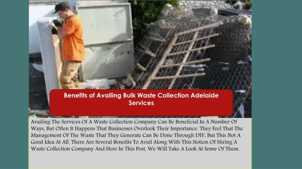 Benefits of Availing Bulk Waste Collection Adelaide Services