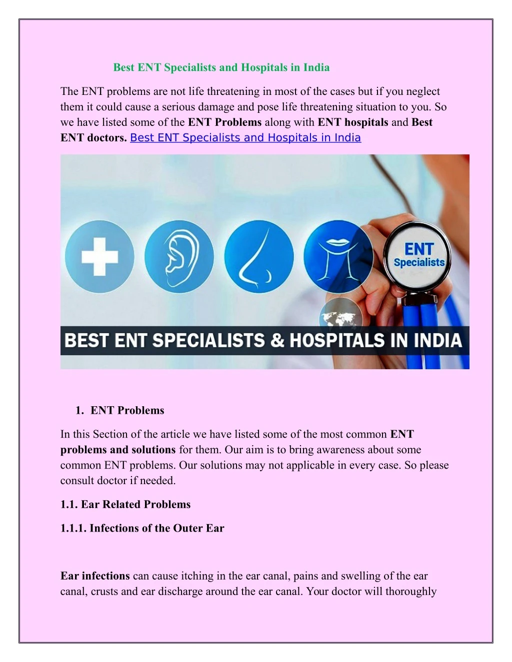 best ent specialists and hospitals in india