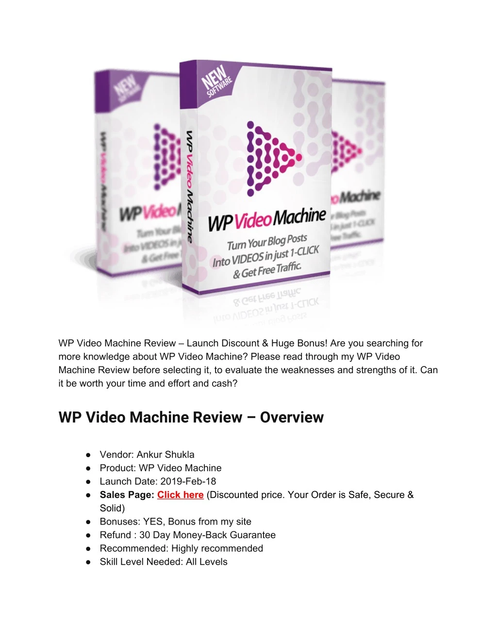 wp video machine review launch discount huge