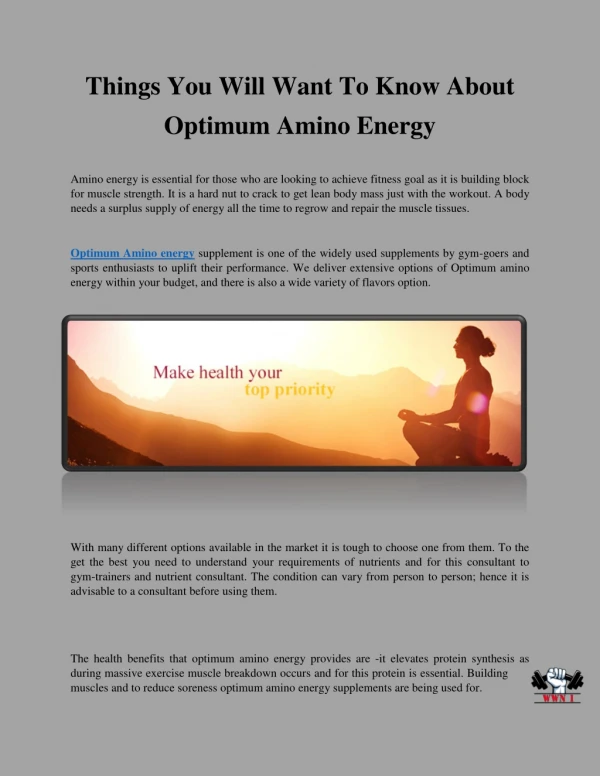 Things You Will Want To Know About ON Amino Energy and Energy Supplements