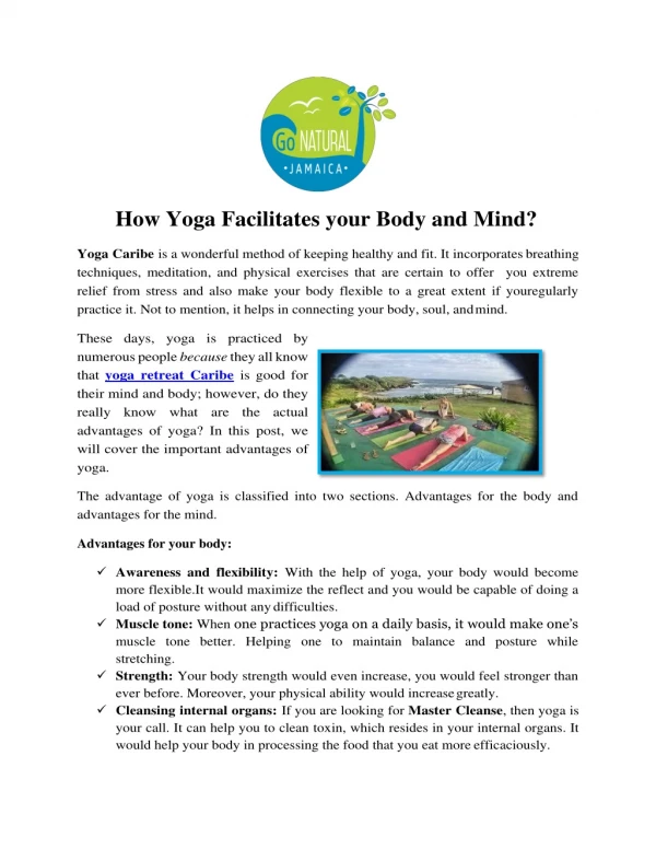 How Yoga Facilitates your Body and Mind?