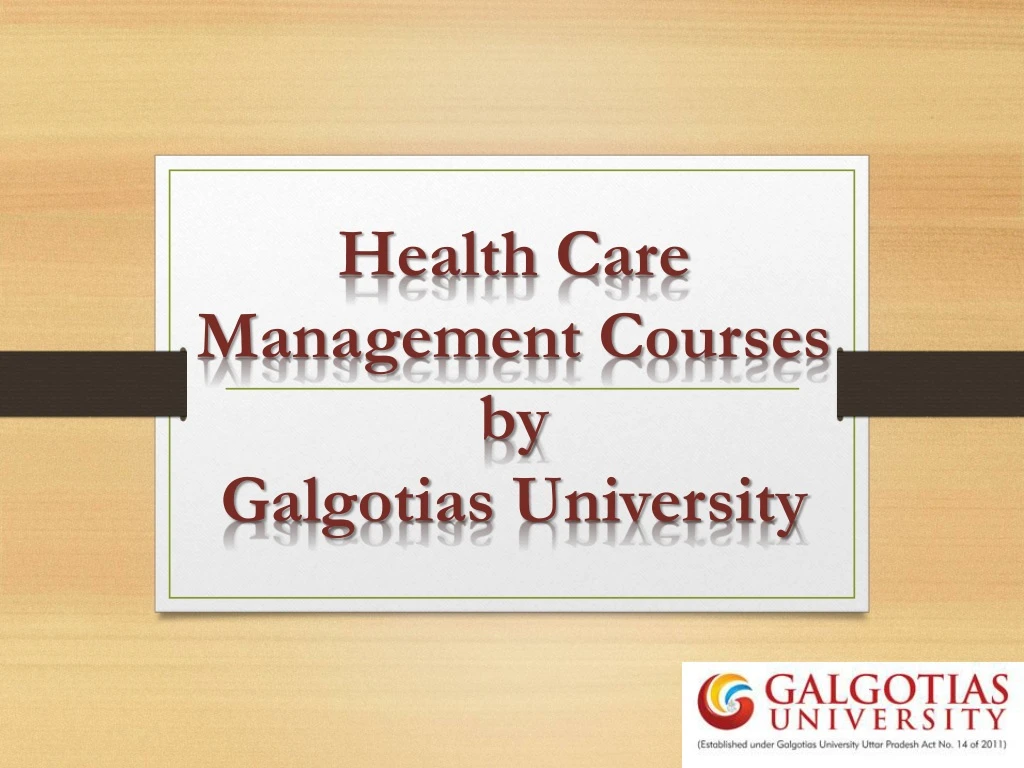 health care management c ourses by g algotias university