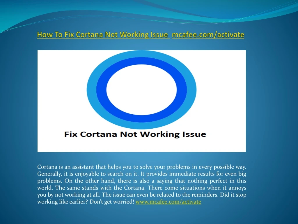 how to fix cortana not working issue mcafee com activate