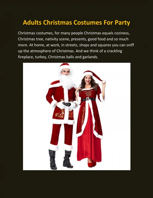 Adults Christmas Costumes For Party