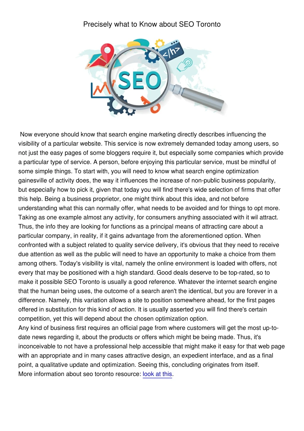 precisely what to know about seo toronto
